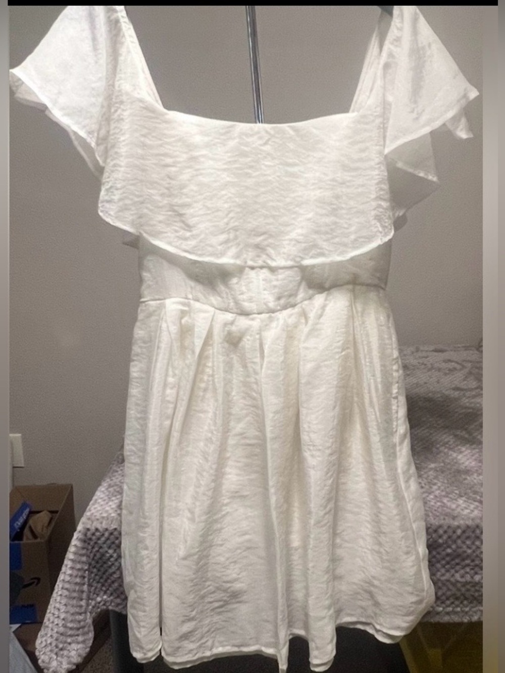 Something Navy Flowy White Dress